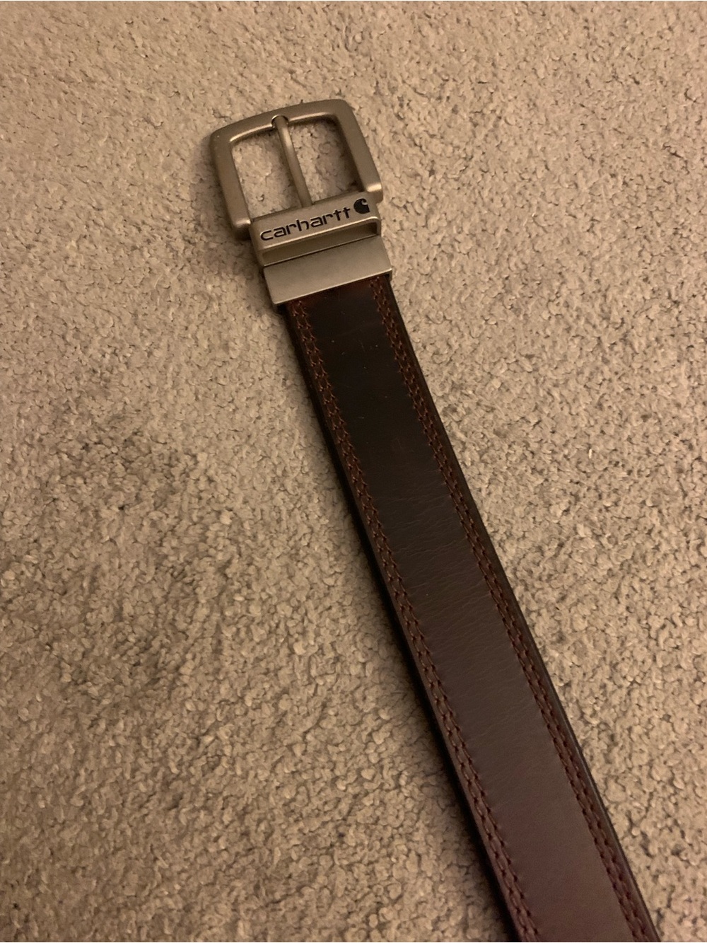 Carhartt Dark Brown Leather Belt with Silver Buckle